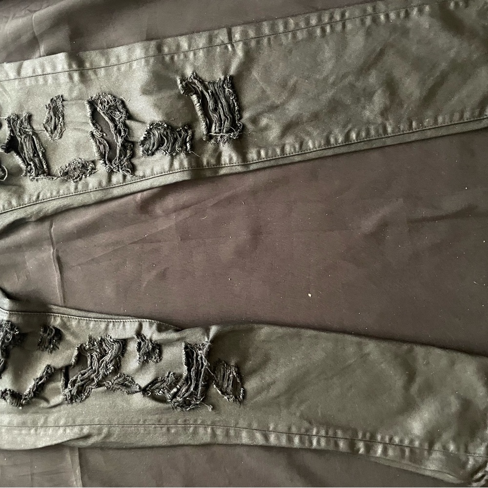 Dope Men’s Black Stredded Skinny Butterfly Skinny Jeans Size 30 - Picture 2 of 16